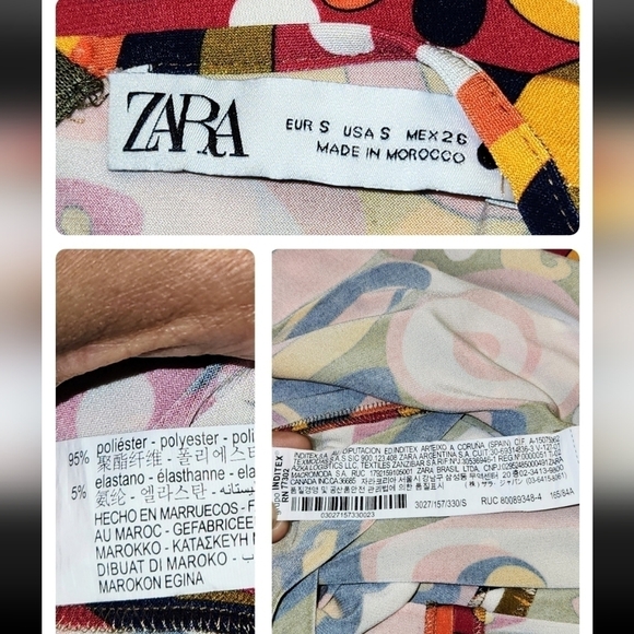 Zara Goovy Multicolored Mod 1970s Style Slit Sides Maxi Dress Long Sleeve Size S - Picture 15 of 16